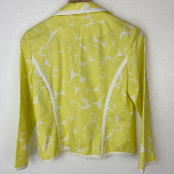 Chico's Blazer Womens Small Yellow Optic Floral Jacket Ceylon Jacket Ladies - Picture 2 of 7